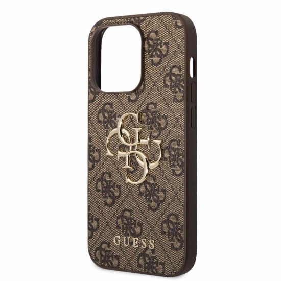 Husa Guess PU 4G Metal Logo pentru iPhone 15 Pro Max, Maro (Bakr, GUHCP15X4GMGBR) by www.silkase.ro
