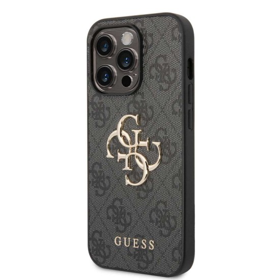 Husa Guess PU 4G Metal Logo pentru iPhone 15 Pro, Gri (Bakr, GUHCP15L4GMGGR) by www.silkase.ro