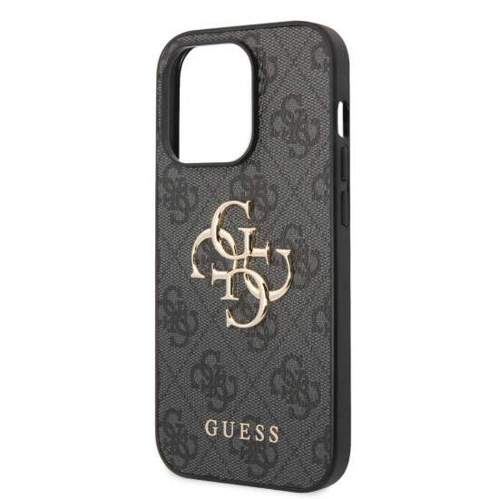 Husa Guess PU 4G Metal Logo pentru iPhone 15 Pro, Gri (Bakr, GUHCP15L4GMGGR) by www.silkase.ro