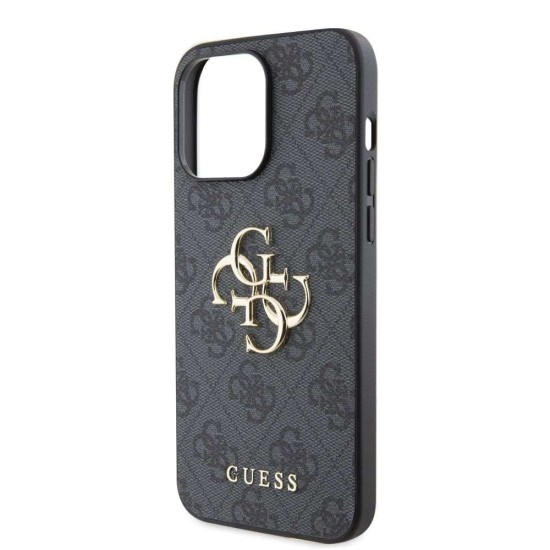 Husa Guess PU 4G Metal Logo pentru iPhone 15 Pro Max, Gri (Bakr, GUHCP15X4GMGGR) by www.silkase.ro
