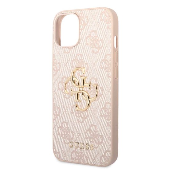Husa Guess PU 4G Metal Logo pentru iPhone 15, Roz (Bakr, GUHCP15S4GMGPI) by www.silkase.ro
