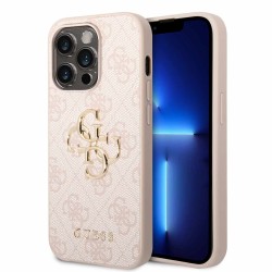 Husa Guess PU 4G Metal Logo pentru iPhone 15 Pro, Pink