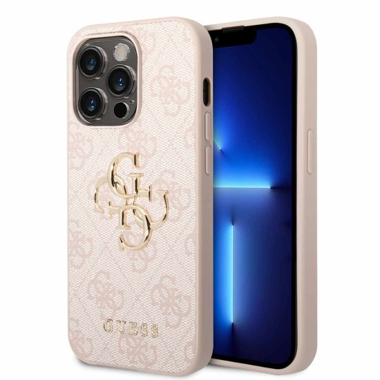 Husa Guess PU 4G Metal Logo pentru iPhone 15 Pro, Pink (Bakr, GUHCP15L4GMGPI) by www.silkase.ro