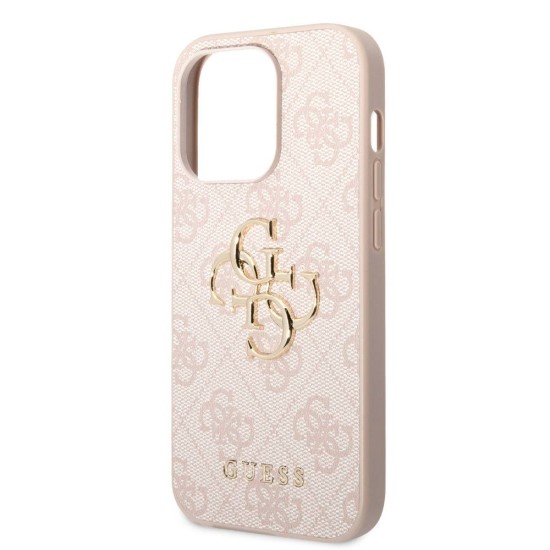 Husa Guess PU 4G Metal Logo pentru iPhone 15 Pro Max, Roz (Bakr, GUHCP15X4GMGPI) by www.silkase.ro