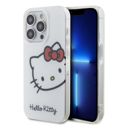 Husa Hello Kitty IML Head Logo pentru iPhone 15 Pro Max, Alba