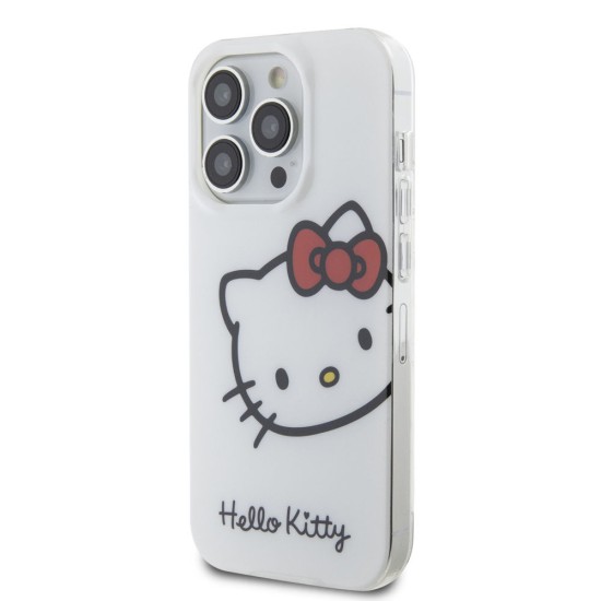 Husa Hello Kitty IML Head Logo pentru iPhone 15 Pro Max, Alba (Bakr, HKHCP15XHCKHST) by www.silkase.ro