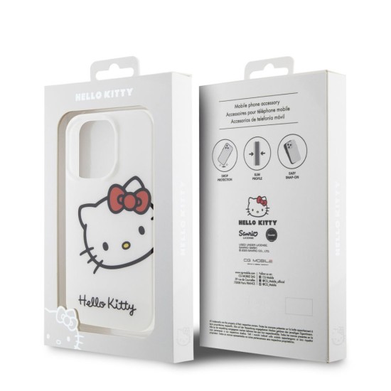 Husa Hello Kitty IML Head Logo pentru iPhone 15 Pro Max, Alba (Bakr, HKHCP15XHCKHST) by www.silkase.ro