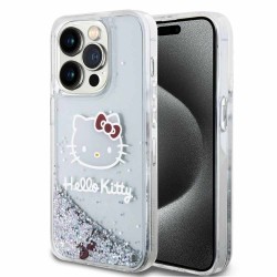 Husa Hello Kitty Liquid Glitter Electroplating Head Logo pentru iPhone 13 Pro, Transparenta