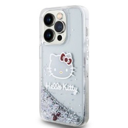 Husa Hello Kitty Liquid Glitter Electroplating Head Logo pentru iPhone 13 Pro, Transparenta