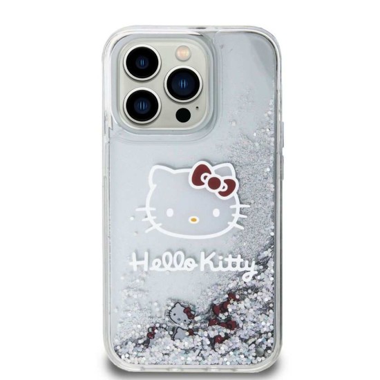 Husa Hello Kitty Liquid Glitter Electroplating Head Logo pentru iPhone 13 Pro, Transparenta (Bakr, HKHCP13LLIKHET) by www.silkase.ro