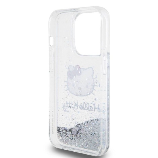 Husa Hello Kitty Liquid Glitter Electroplating Head Logo pentru iPhone 13 Pro, Transparenta (Bakr, HKHCP13LLIKHET) by www.silkase.ro