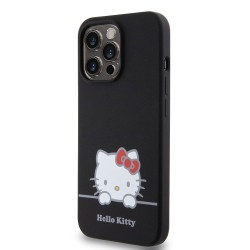 Husa Hello Kitty Liquid Silicone Daydreaming Logo pentru iPhone 13 Pro, Neagra