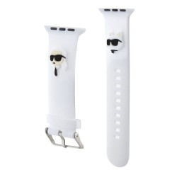 Curea Karl Lagerfeld NFT Karl and Choupette Head pentru Apple Watch 38/40/41mm, Alba