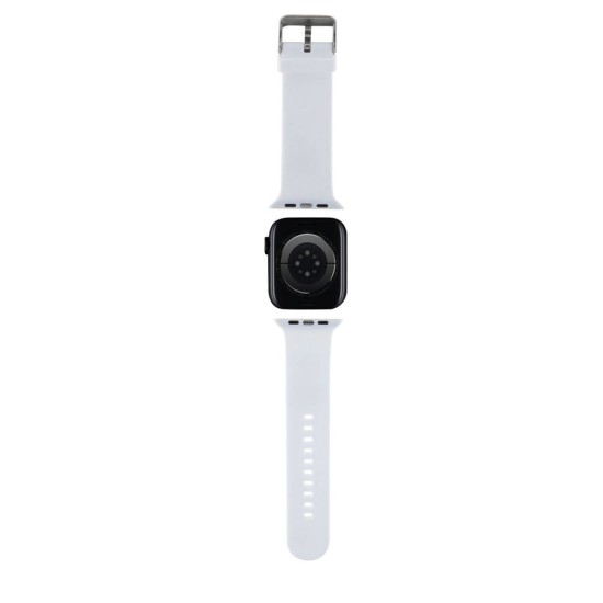 Curea Karl Lagerfeld NFT Karl and Choupette Head pentru Apple Watch 38/40/41mm, Alba Curea Karl Lagerfeld NFT Karl and Choupette Head pentru Apple Watch 38/40/41mm, Alba (Bakr, KLAWMSLKCNH) by www.silkase.ro
