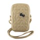 Geantă de Telefon Hello Kitty din Piele PU, Model Matlasat cu Logo Kitty Head Gold (Șnururi și Curele Telefon, HKPBPEKHBPD) by www.silkase.ro