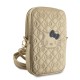 Geantă de Telefon Hello Kitty din Piele PU, Model Matlasat cu Logo Kitty Head Gold (Șnururi și Curele Telefon, HKPBPEKHBPD) by www.silkase.ro