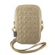 Geantă de Telefon Hello Kitty din Piele PU, Model Matlasat cu Logo Kitty Head Gold (Șnururi și Curele Telefon, HKPBPEKHBPD) by www.silkase.ro