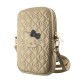 Geantă de Telefon Hello Kitty din Piele PU, Model Matlasat cu Logo Kitty Head Gold (Șnururi și Curele Telefon, HKPBPEKHBPD) by www.silkase.ro