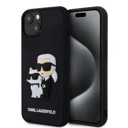 Husa Karl Lagerfeld 3D Rubber Karl and Choupette pentru iPhone 13, Neagra