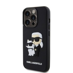 Husa Karl Lagerfeld 3D Rubber Karl and Choupette pentru iPhone 15 Pro, Neagra Husa Karl Lagerfeld 3D Rubber Karl and Choupette pentru iPhone 15 Pro, Neagra