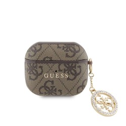 Husa Guess 4G Script Charm pentru AirPods 3, Maro