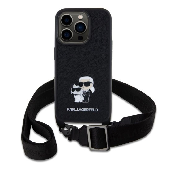 Husa Crossbody Karl Lagerfeld Saffiano Metal Karl and Choupette pentru iPhone 15 Pro, Neagra Husa Crossbody Karl Lagerfeld Saffiano Metal Karl and Choupette pentru iPhone 15 Pro, Neagra (Bakr, KLHCP15LSAKCPBK) by www.silkase.ro