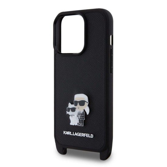 Husa Crossbody Karl Lagerfeld Saffiano Metal Karl and Choupette pentru iPhone 15 Pro, Neagra Husa Crossbody Karl Lagerfeld Saffiano Metal Karl and Choupette pentru iPhone 15 Pro, Neagra (Bakr, KLHCP15LSAKCPBK) by www.silkase.ro