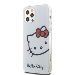 Husa Hello Kitty IML Head Logo pentru iPhone 12 / 12 Pro, Alba