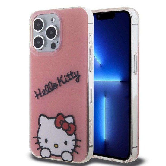 Husa Hello Kitty IML Daydreaming Logo pentru iPhone 13 Pro, Roz (Bakr, HKHCP13LHKDSP) by www.silkase.ro