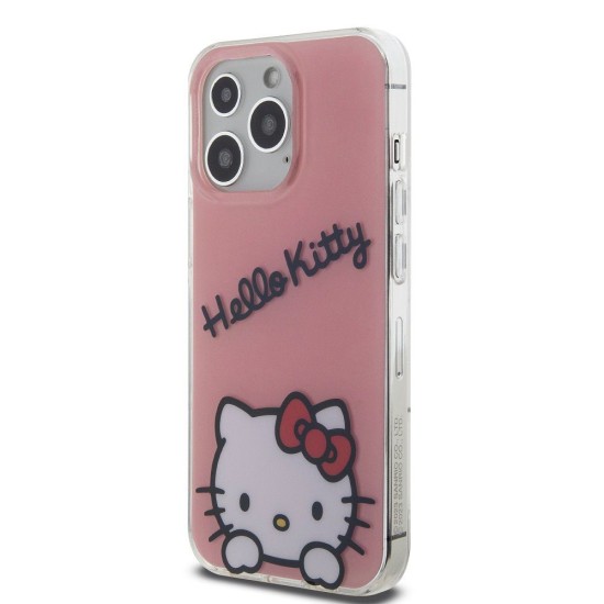 Husa Hello Kitty IML Daydreaming Logo pentru iPhone 13 Pro, Roz (Bakr, HKHCP13LHKDSP) by www.silkase.ro
