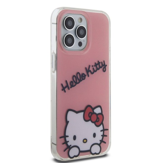 Husa Hello Kitty IML Daydreaming Logo pentru iPhone 13 Pro, Roz (Bakr, HKHCP13LHKDSP) by www.silkase.ro