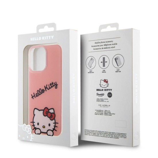 Husa Hello Kitty IML Daydreaming Logo pentru iPhone 13 Pro, Roz (Bakr, HKHCP13LHKDSP) by www.silkase.ro