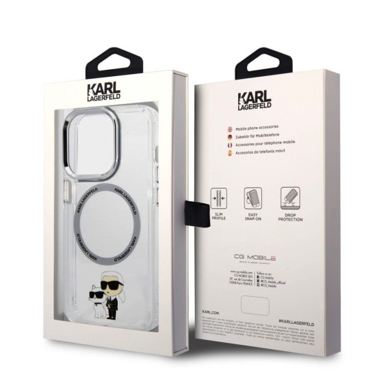 Husa Karl Lagerfeld IML Karl and Choupette MagSafe pentru iPhone 15 Pro, Transparenta Husa Karl Lagerfeld IML Karl and Choupette MagSafe pentru iPhone 15 Pro, Transparenta (Bakr, KLHMP15LHNKCIT) by www.silkase.ro