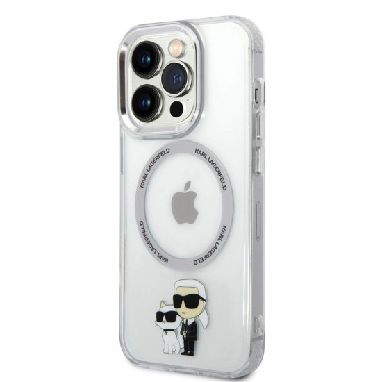 Husa Karl Lagerfeld IML Karl and Choupette MagSafe pentru iPhone 15 Pro Max, Transparenta (Bakr, KLHMP15XHNKCIT) by www.silkase.ro