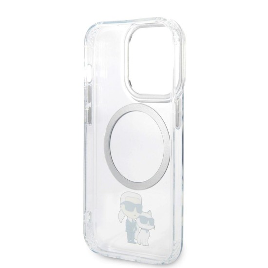 Husa Karl Lagerfeld IML Karl and Choupette MagSafe pentru iPhone 15 Pro Max, Transparenta (Bakr, KLHMP15XHNKCIT) by www.silkase.ro