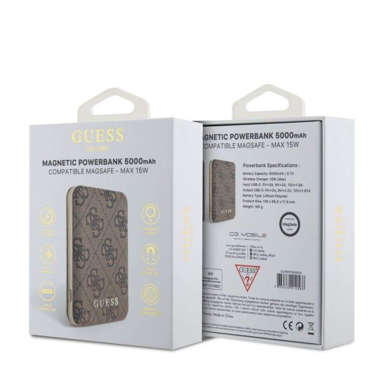 Baterie Externă Guess 4G MagSafe 5000mAh, Maro Baterie Externă Guess 4G MagSafe 5000mAh, Maro (Bakr, GUPB5FP4EMGW) by www.silkase.ro