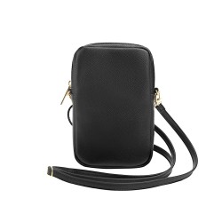 Geanta de Telefon Guess PU Grained 4G Metal Logo Wallet cu Fermoar, Negru