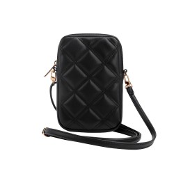 Geanta de Umar pentru Telefon Guess PU Quilted 4G Metal Logo Wallet Phone Bag Zipper Black