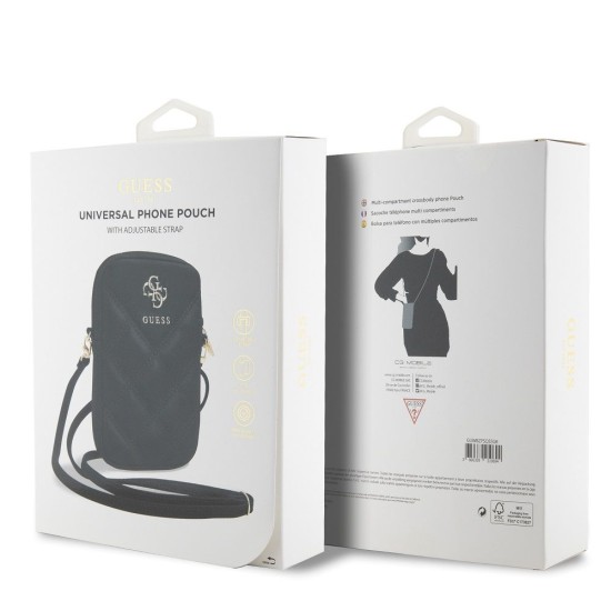 Geanta de Umar pentru Telefon Guess PU Quilted 4G Metal Logo Wallet Phone Bag Zipper Black (Genți și Borsete Telefon, GUWBZPSQSSGK) by www.silkase.ro