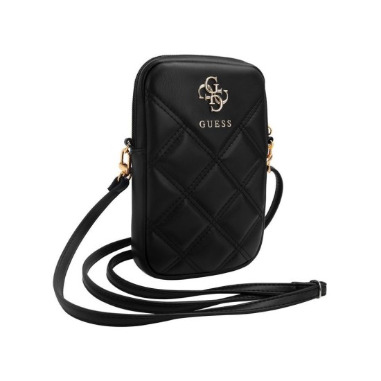 Geanta de Umar pentru Telefon Guess PU Quilted 4G Metal Logo Wallet Phone Bag Zipper Black (Genți și Borsete Telefon, GUWBZPSQSSGK) by www.silkase.ro