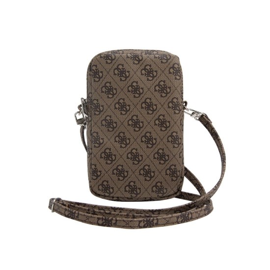 Geantă de Umăr Guess PU 4G Triangle Logo Wallet Phone Bag cu Fermoar, Maro (Genți și Borsete Telefon, GUWBZP4GFTSW) by www.silkase.ro