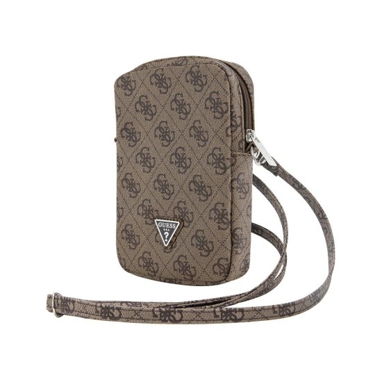 Geantă de Umăr Guess PU 4G Triangle Logo Wallet Phone Bag cu Fermoar, Maro (Genți și Borsete Telefon, GUWBZP4GFTSW) by www.silkase.ro