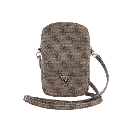 Geantă de Umăr Guess PU 4G Triangle Logo Wallet Phone Bag cu Fermoar, Maro (Genți și Borsete Telefon, GUWBZP4GFTSW) by www.silkase.ro