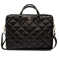 Geantă Laptop Guess PU Quilted 4G Metal Logo 15/16 inch, Neagra