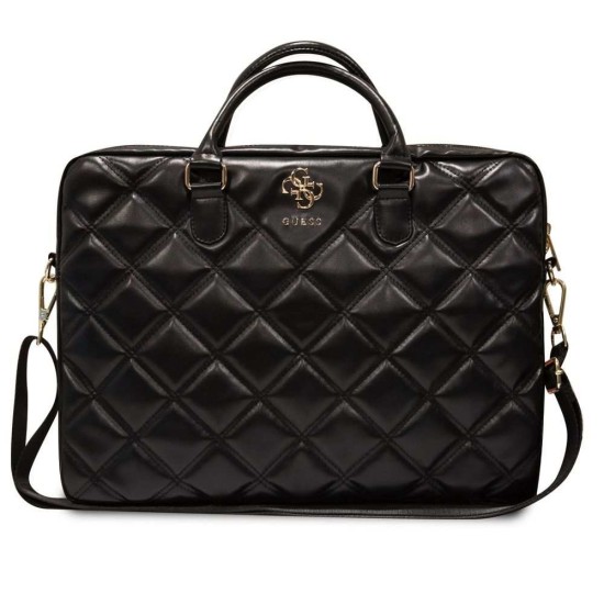 Geantă Laptop Guess PU Quilted 4G Metal Logo 15/16 inch, Neagra (Bakr, GUCB15ZPSQSSGK) by www.silkase.ro