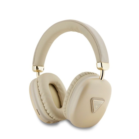 Căști Wireless Over-Ear Guess Saffiano PU Leather Triangle Logo, Aurii (Bakr, GUBHK1SATSD) by www.silkase.ro