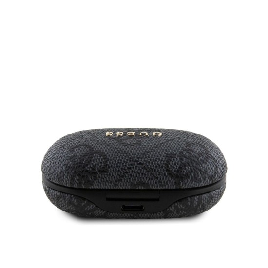 Căști Wireless TWS Guess PU 4G Metal Logo, Negre (Bakr, GUTWSP4EGK) by www.silkase.ro