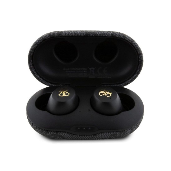 Căști Wireless TWS Guess PU 4G Metal Logo, Negre (Bakr, GUTWSP4EGK) by www.silkase.ro