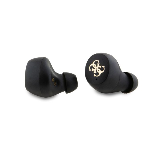 Căști Wireless TWS Guess PU 4G Metal Logo, Negre (Bakr, GUTWSP4EGK) by www.silkase.ro