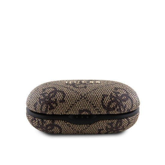 Căști Wireless TWS Guess PU 4G Metal Logo, Maro (Bakr, GUTWSP4EGW) by www.silkase.ro